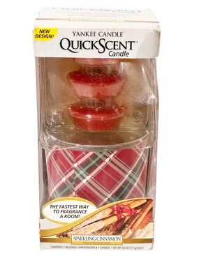 Yankee Candle QuickScent Candle Sparkling Cinnamon 3 Refills NEW